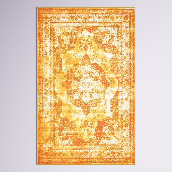 Mistana™ Brandt Performance Yellow/Orange Rug & Reviews Wayfair